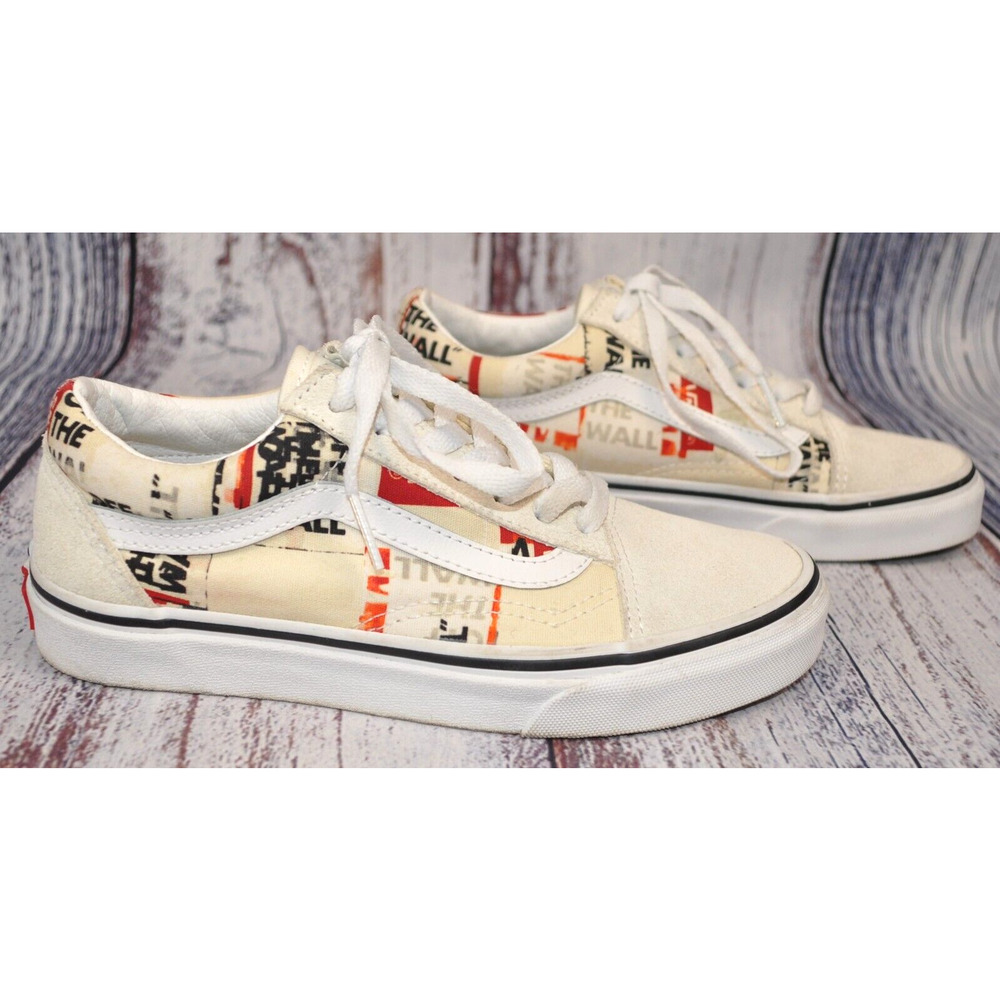 VANS Off White Skate Shoe Old Skool Off The Wall Packing Tape Woman's 5.5 Men 4